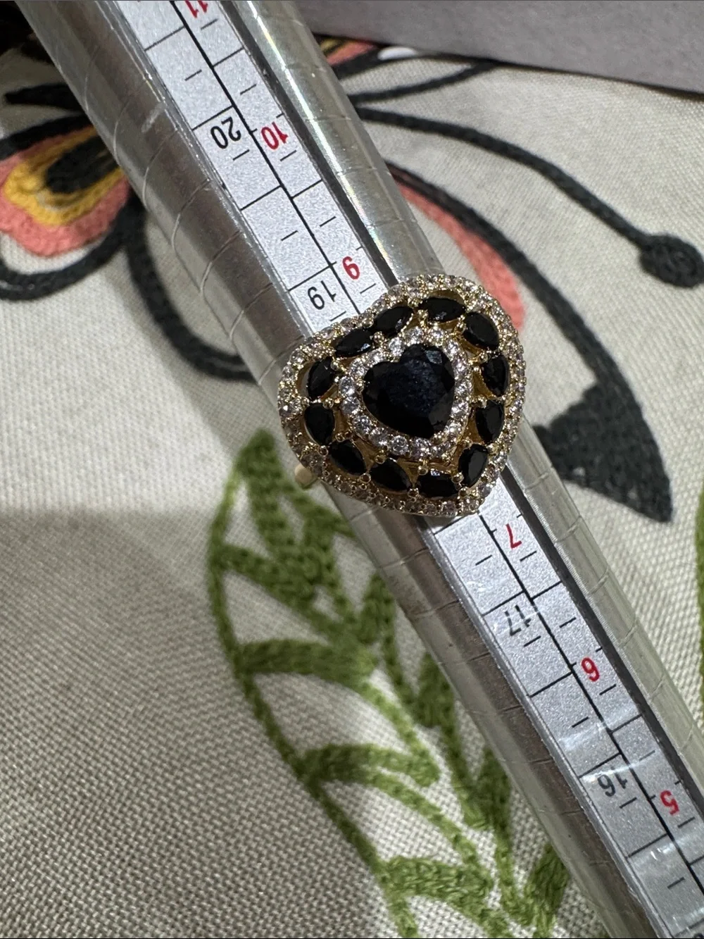 Elegant Black Stone Halo Ring - Women Jewelry 14k plated